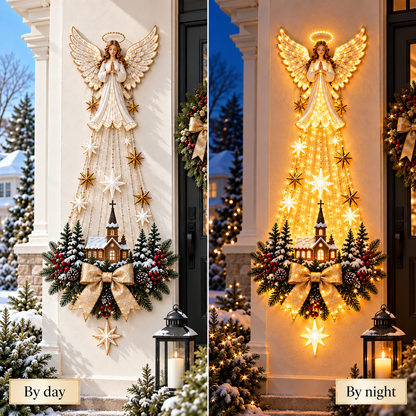 Angel Blessing Wall Light, Starglow Cascading Christmas Angel with Glowing