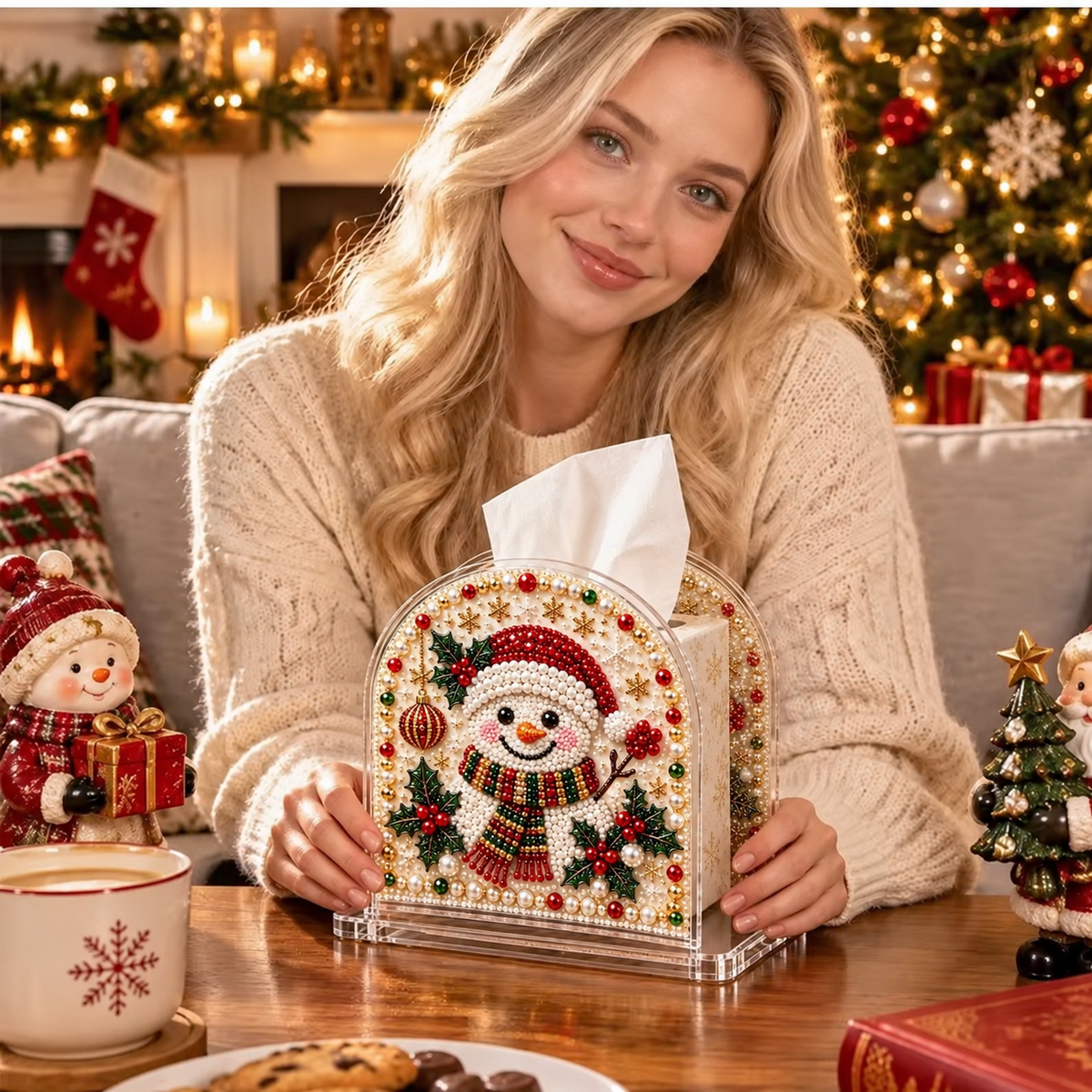 Christmas Diamond Painting Tissue Box Holder for Adults